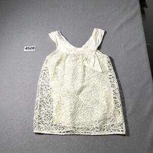 BCBGeneration Tank Top Womens Small White Floral Lace V Neck Wide Strap Crochet